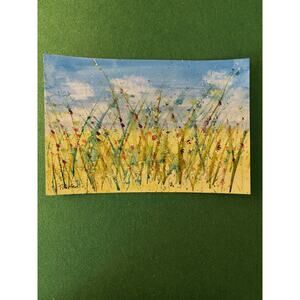 Hand painted watercolor original painting wildflowers